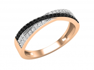 0.25 Carat (ctw) Round Black & White Diamond Ladies Crossover Wedding Band 1/4 CT 10K Rose Gold