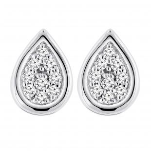 0.10 Carat (ctw) Round Diamond Ladies Pear Shape Teardrop Stud Earrings 1/10 CT 10K White Gold