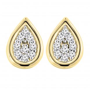 0.10 Carat (ctw) Round Diamond Ladies Pear Shape Teardrop Stud Earrings 1/10 CT 10K Yellow Gold