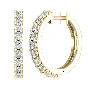 0.15 Carat (ctw) Round White Diamond Ladies Huggies Hoop Earrings 14K Yellow Gold