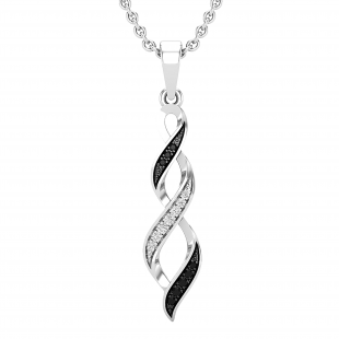 0.08 Carat (ctw) Round Black & White Diamond Ladies Swirl Infinity Pendant Sterling Silver