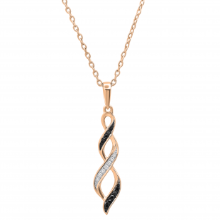 0.08 Carat (ctw) Round Black & White Diamond Ladies Swirl Infinity Pendant 10K Rose Gold
