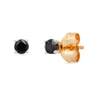 0.25 Carat (ctw) Round Black Diamond Ladies Solitaire Stud Earrings 1/4 CT 10K Yellow Gold