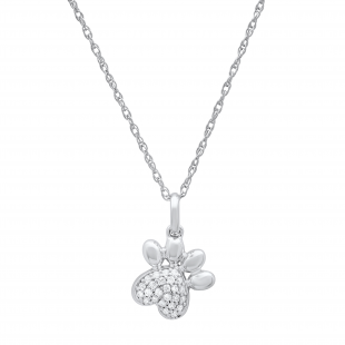 0.11 Carat (ctw) Round White Diamond Ladies Dog Paw Print Pendant 925 Sterling Silver