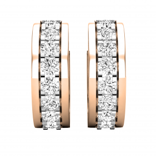 1.45 Carat (ctw) Round White Diamond Ladies Huggies Hoop Earrings 1 1/2 CT 18K Rose Gold