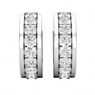 1.45 Carat (ctw) Round White Diamond Ladies Huggies Hoop Earrings 1 1/2 CT Sterling Silver