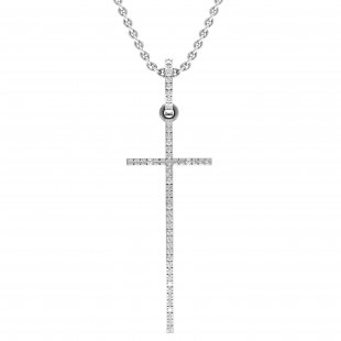 0.08 Carat (ctw) Round White Diamond Ladies Religious Cross Pendant 10K White Gold
