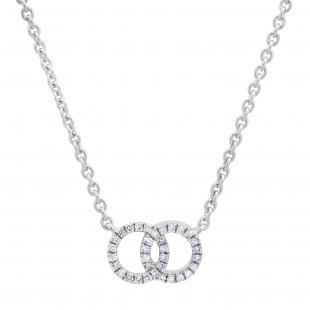 0.10 Carat (ctw) Round White Diamond Ladies Interlocking Circle Pendant 1/10 CT 925 Sterling Silver