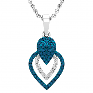 0.25 Carat (ctw) Round Blue & White Diamond Ladies Fashion Teardrop Pendant 1/4 CT, Sterling Silver