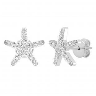 0.35 Carat (ctw) Round White Diamond Ladies Starfish Stud Earrings 1/3 CT Sterling Silver