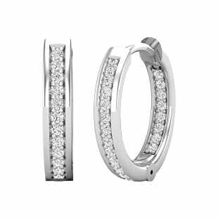 Round White Diamond In And Out Hoop Earrings for Her (0.15 ctw, Color I-J, Clarity I2-I3) in 925 Sterling Silver