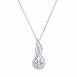 0.25 Carat (ctw) Round Diamond Ladies Twisted Cluster Flower Pendant 1/4 CT, 925 Sterling Silver