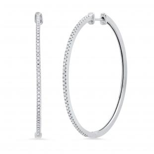 0.25 Carat (ctw) Round White Diamond Ladies Huggies Hoop Earrings 1/4 CT 925 Sterling Silver