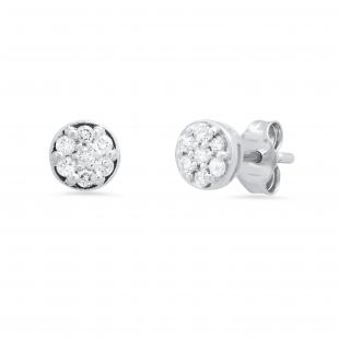 0.25 Carat (ctw) Round White Diamond Ladies Cluster Style Stud Earrings 1/4 CT 925 Sterling Silver
