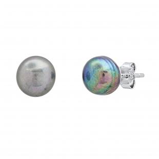 8 mm Round Genuine Freshwater Pearl Ladies Ball Stud Earrings 925 Sterling Silver