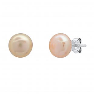 8 mm Genuine Freshwater Round Pearl Ladies Ball Stud Earrings 925 Sterling Silver