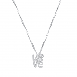 Round White Diamond Love Paw Print Shape Pendant for Women in 925 Sterling Silver