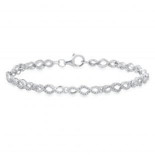 Ladies Swirl Infinity Bracelet with Round White Diamond Accents 925 Sterling Silver