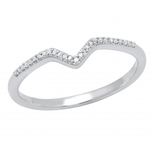 0.06 Carat (ctw) Round White Diamond Chevron Band V Shaped Ladies Wedding Ring Sterling Silver