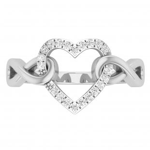0.10 Carat (ctw) Round Diamond Heart Shape Bridal Engagement Ring 1/10 CT 925 Sterling Silver