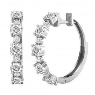 2.85 Carat (ctw) Stunning Round White Diamond Huggies Hoop Earnings | 14K White Gold