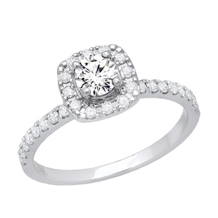 0.65 Carat (ctw) Round White Diamond Stunning Halo Style Engagement Ring | 925 Sterling Silver
