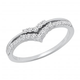 0.25 Carat (ctw) Stylish Two Layers V Shaped White Diamond Ladies Wedding Ring 1/4 CT 10K Gold