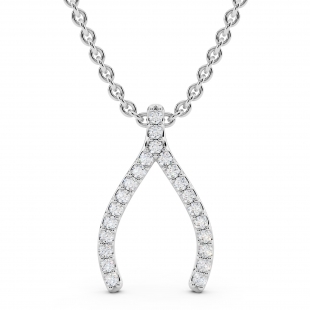 0.10 Carat (ctw) Round Diamond Ladies Tiny Dainty Wishbone Pendant 1/10 CT 925 Sterling Silver