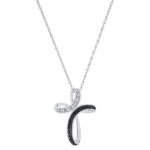 Ladies Infinity Cross Religious Pendant for Her with Round Diamond Accents, 925 Sterling Silver