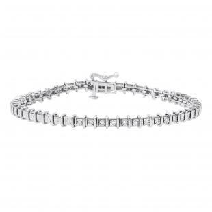 0.25 Carat (ctw) Round White Diamond Square Illusion Set Bracelet 1/4 CT | 925 Sterling Silver