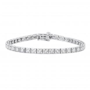 0.25 Carat (ctw) Round White Diamond Modern Square Tennis Bracelet 1/4 CT | 925 Sterling Silver