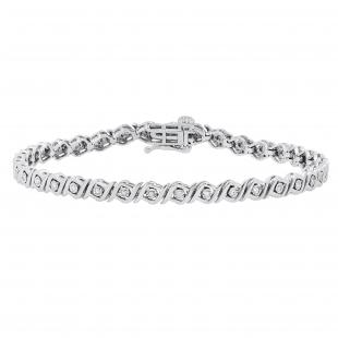 0.25 Carat (ctw) Round White Diamond Twisted Style Tennis Bracelet 1/4 CT | 925 Sterling Silver