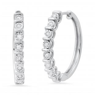 0.26 Carat (ctw) Round White Diamond Style Hoops & Huggies Earrings 1/4 CT | 925 Sterling Silver