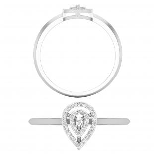 0.03 Carat (ctw) Round White Diamond Teardrop shape Engagement Ring | 925 Sterling Silver