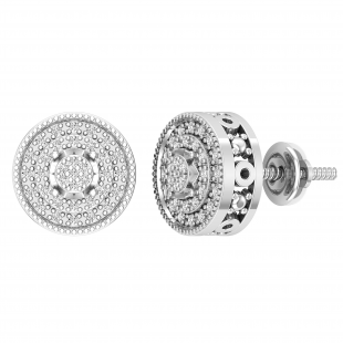 0.15 Carat (ctw) Round White Diamond Circle Cluster Stud Earrings for Women | 925 Sterling Silver
