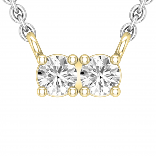 0.30 Carat (ctw) Two Stone Round Diamond Together Forever Pendant for Her 1/3 CT, 14K Yellow Gold
