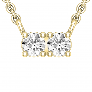 0.30 Carat (ctw) Two Stone Round Diamond Together Forever Pendant for Her 1/3 CT, 14K Yellow Gold