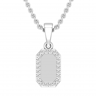 0.10 Carat (ctw) Round Diamond Tiny Classic Dog Tag Charm Pendant for Him 1/10 CT 10K White Gold