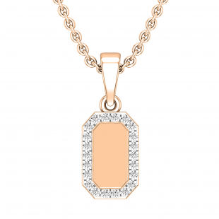 0.10 Carat (ctw) Round Diamond Tiny Classic Dog Tag Charm Pendant for Him 1/10 CT 18K Rose Gold