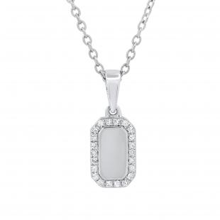 0.10 Carat (ctw) Round Diamond Tiny Classic Dog Tag Charm Pendant for Him 1/10 CT Sterling Silver
