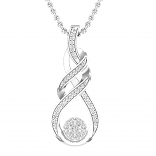 0.20 Carat (ctw) Round Diamond Ladies Infinity Double Twist Teardrop Pendant 1/5 CT, 10K White Gold