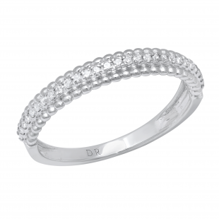 0.15 Carat (ctw) Round White Diamond Half Eternity Beaded Wedding Band for Women | 925 Sterling Silver