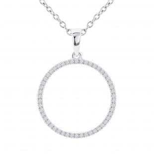 0.15 Carat (ctw) Round White Diamond Circle Pendant for Women with 18 Inch Silver Chain | 925 Sterling Silver