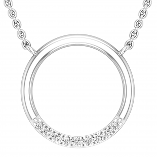 0.10 Carat (ctw) Round White Diamonds Ladies Journey Circle Pendant with 18 Inch Silver Chain 1/10 CT | 925 Sterling Silver