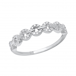 0.15 Carat (ctw) Round White Diamond Seven Hollow Circle Stackable Wedding Band for Women | 925 Sterling Silver