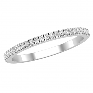 0.15 Carat (ctw) Round White Diamond Half Eternity Stackable Wedding Band for Women 925 Sterling Silver