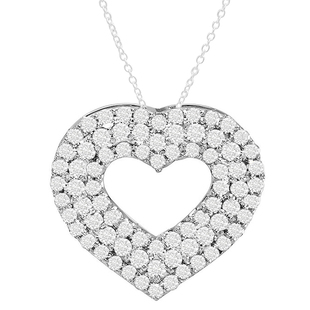 0.75 Carat (ctw) Round White Diamond Ladies Layered Open Heart Pendant 3/4 CT 10K White Gold