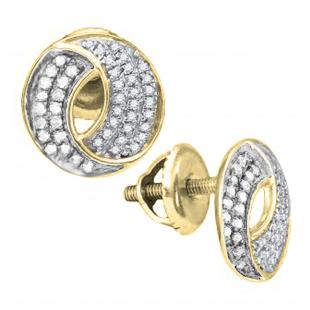 0.25 Carat (ctw) Round White Diamond Petite Circle Ladies Stud Earrings 1/4 CT 14K Yellow Gold