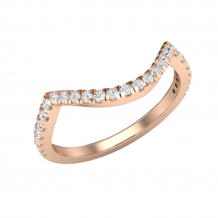 Round Cubic Zirconia Ladies Contour Guard Stackable Classic Matching Wedding Band, 10K Rose Gold