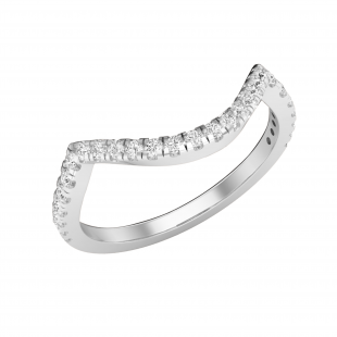 Round Cubic Zirconia Ladies Contour Guard Stackable Classic Matching Wedding Band, Sterling Silver